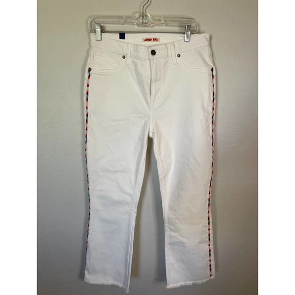 Johnny Was White Wash Kendra Embroidered Cropped Baby Boot Cut Jean Size 29 - Picture 1 of 6